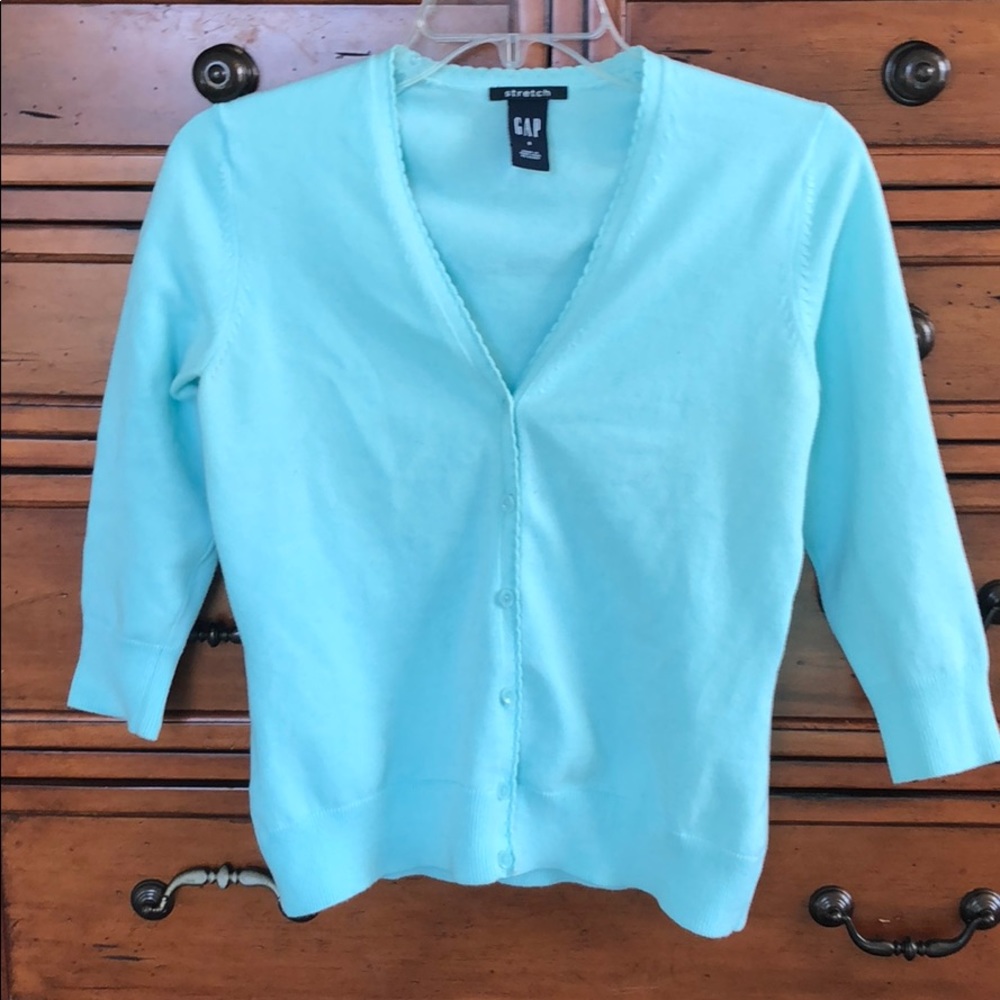 GAP 3/4 sleeve aqua cardigan